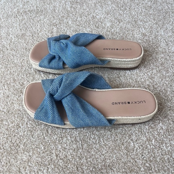 Lucky Brand Denim Blue Twist Slide Espadrille Sandals Women's Size 9 - Picture 3 of 11